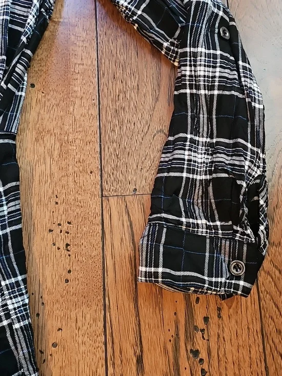 As U Wish Black and White Plaid Half Button-Down Dress - Picture 4 of 7